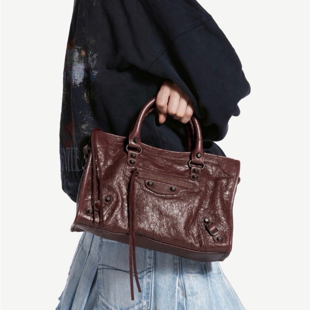 Brand new-Balenciaga Women's Le City Burgundy Leather Bag in small